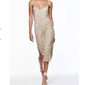 Zara yellow floral slip dress s